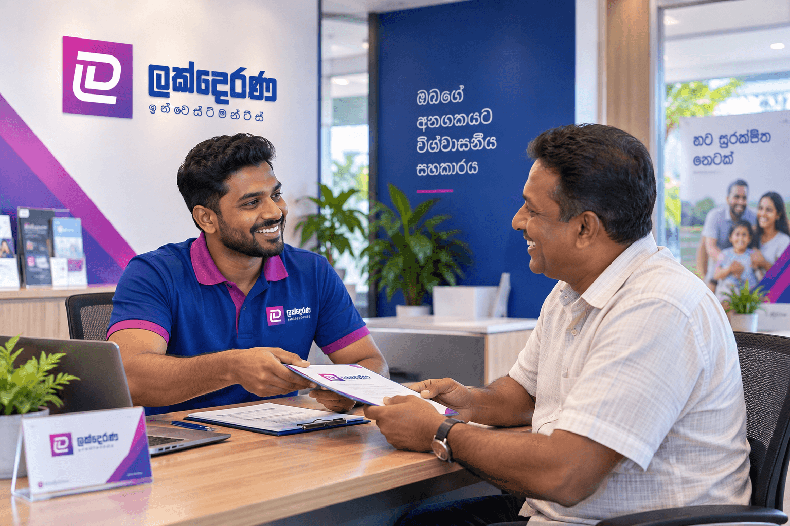Lakderana staff member with customer – ලක්දෙරණ හදගැස්ම